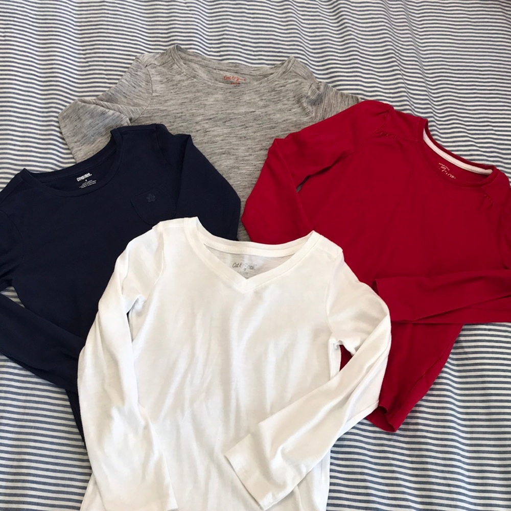 Girls size 6 basic long sleeve t-shirt bundle
